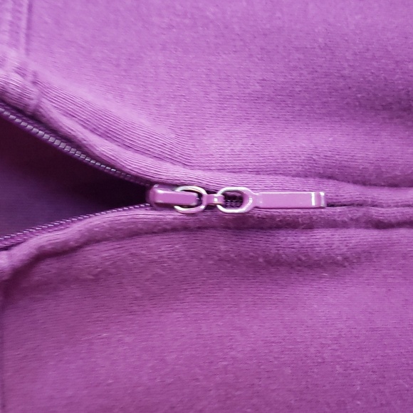 Denim & Co. Novelty Zip Front Jacket and SS T-Shirt Set - Purple - XL - Picture 12 of 15